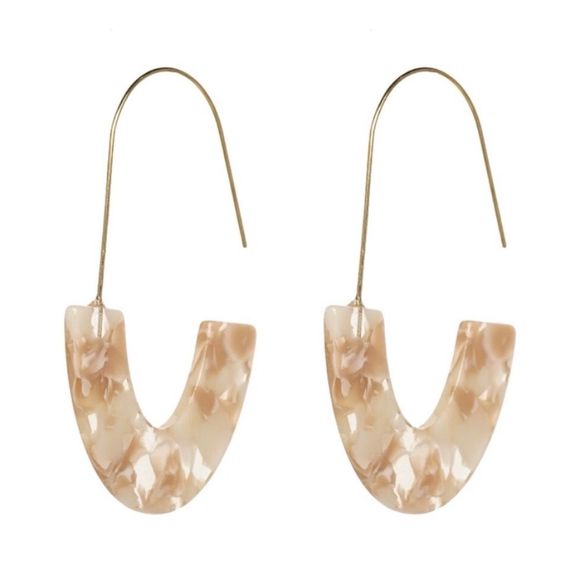 Boutique Jewelry - Resin Acrylic Hoop Earrings in Gold/White Multi